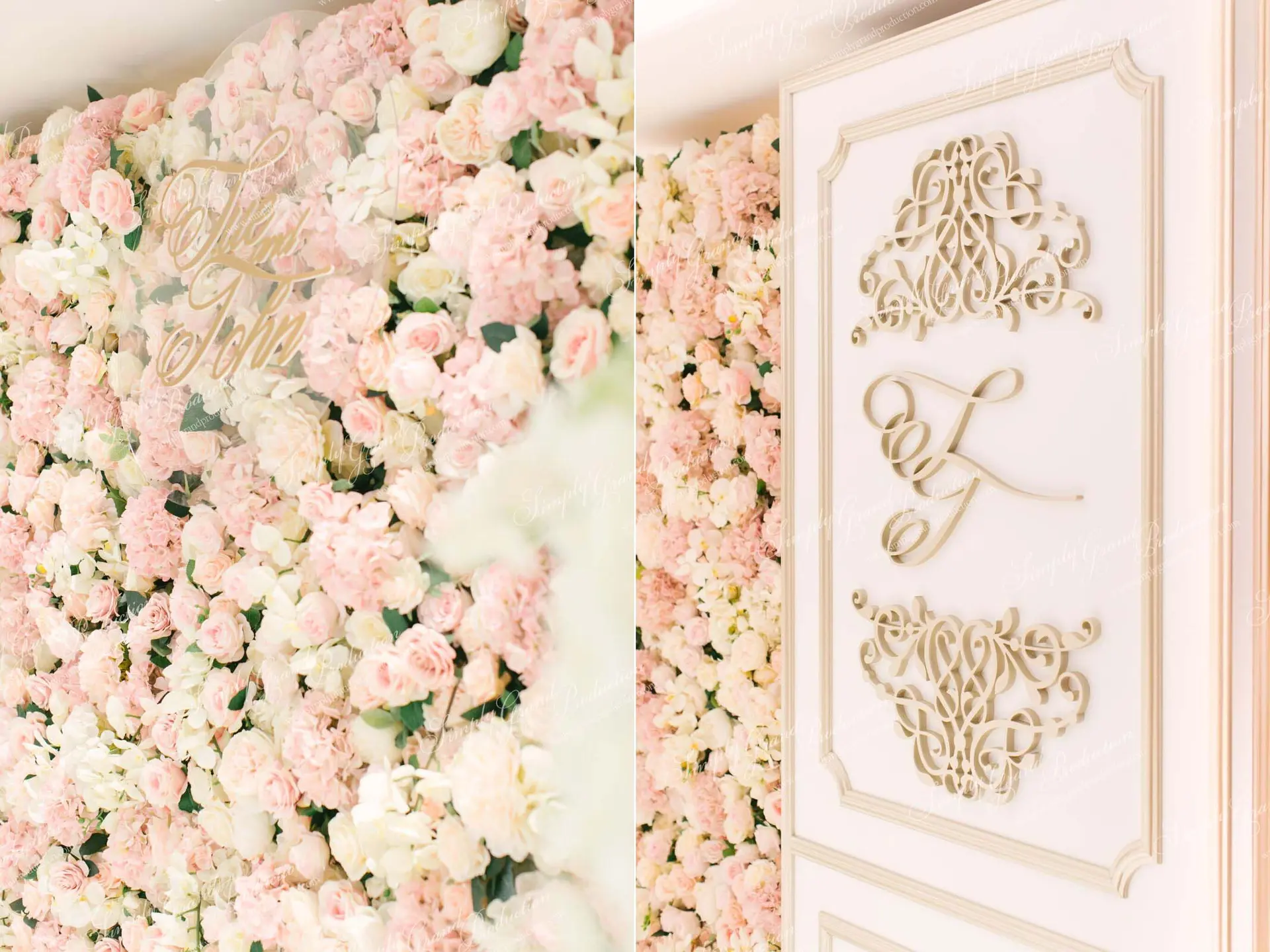 Grand Hyatt_Wedding_Decoration_Foyer_Flower Wall_monogram_3