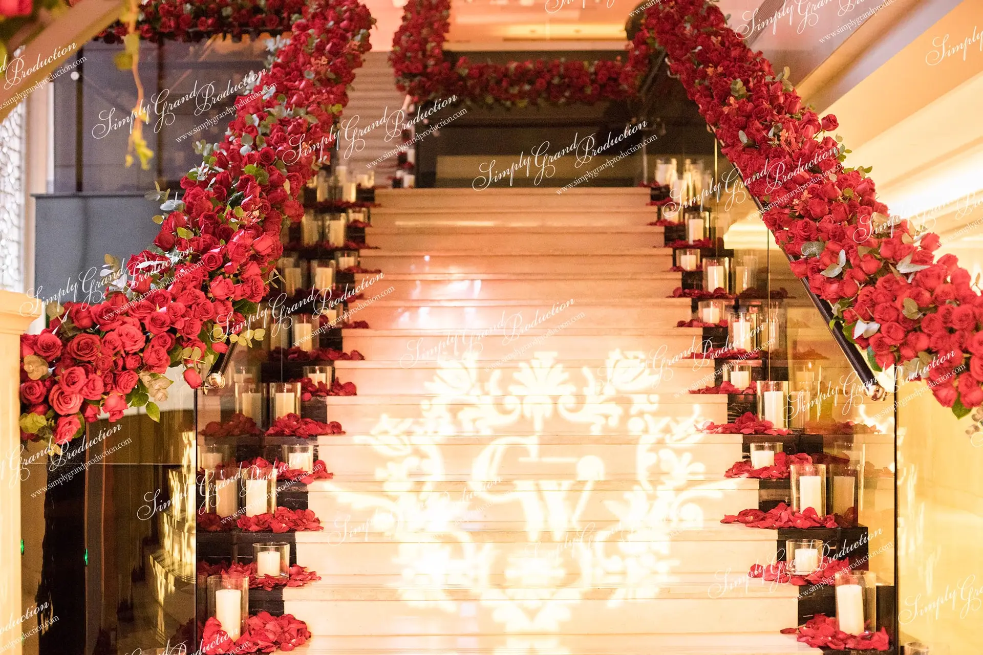 Simply_Grand_Production_wedding_decoration_staircase_candle_patels_gobo_monogram_Chinese_Foshan_1_12